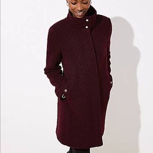 LOFT Funnel Neck Coat - wine color - large